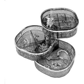 منظم المجوهرات، صندوق مجوهرات دوار شفاف 3 طبقات، صندوق مجوهرات صغير، حامل حلق مع غطاء لمنظم القرط، مقصورات مختلفة للخواتم والأقراط والقلادة والأساور in Kuwait