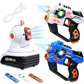 علامة الليزر ، 2 مسدس لعبة Lazer من جهاز عرض مع كابل USB ، وضع علامة ليزر للأطفال ، المراهقين ، البالغين ، ألعاب المعركة مع 3 أهداف ، ألعاب هدية عيد ميلاد لمدة 6 7 8 9 10 11 12+سنة فتيان
