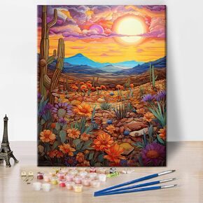 طلاء Tumovo DIY بأرقام للبالغين Boho Desert Sunset Paints Paint Paint by Number On on Canvas Desert Blooms Painting Waterclor by Truments stip for البالغين عتيقة الحرف الفنية 16x20 في
