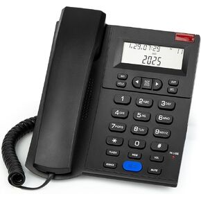 هاتف Sangyn Corded Landline مع معرف المتصل ، وحجم Ringer قابل للتعديل ، و Redial ، و SPEAKER ， هاتف DIAL DIAL TANANOG DESK لمكتب المنزل المنزل