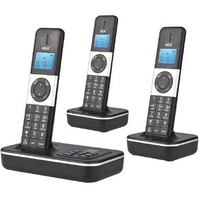 Bisofice D1002 TAM-T 3-HA-HAYPLALS PHONE مع معرف الاتصال بالجهاز/مكالمة الانتظار 1.6 بوصة LCD 3 خطوط شاشة عرض بطاريات قابلة للشحن تدعم 16 لغة لمؤتمر Office Home