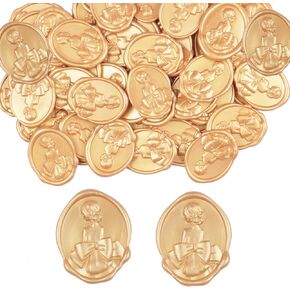 50pcs شمع ملصقات ختم ، ملصقات إكسسوارات دعوة الزفاف ملصقات مغلف - أختام لاصقة ذاتية ، peferct للدعوة ، غلاف الحرف اليدوية ، تزيين بطاقات عيد الميلاد (الذهب الفاتح)