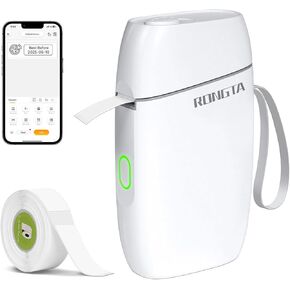 Rongta Label Maker Machine with Tape, Bluetooth Label Printer, Wireless Mini Label Makers with Multiple Templates for Organizing Office Home, (White)