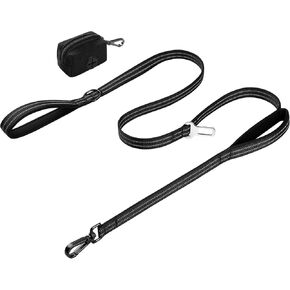 WINGOIN Heavy Duty Dog Leash for Large Medium Small Dogs, Reflective Tactical Dog Training Leash with Double Handles, Poop Bag Holder, Safety Buckle, 6FT Long Lead for Dogs Walking, Running, Green