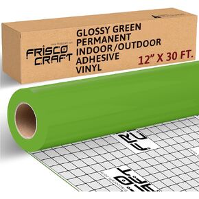 Frisco Crafts Green Green Vinyl - 12 "× 30 قدمًا - فينيل لاصق ذاتي متين لصياغة ، لافتات ، ديكور المنزل - لفائف أخضر مقاومة للطقس