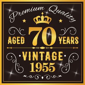50pcs 70 عيد ميلاد مناديل الـ 70 ديكورات عيد ميلاد للنساء الرجال 70 زينة الذكرى السنوية خمر 1955 المناديل القابلة للتخلص من الذهب الأسود 6.5 × 6.5 في