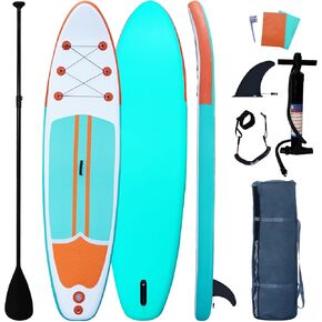 Inflatable Paddle Boards Stand Up Paddleboard Wide Stable with Premium SUP Paddle Board Accessories for All Skill Levels with Fins, Adjustable Paddle, Pump, Backpack, Leash (CLB-C-3A)