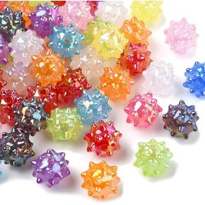 kitbeads 50pcs عشوائي أكريليك راينستون حبات الأشعة فوق البنفسجية uv حبات مستديرة كبيرة للأساور مصنوعة أساور مفاتيح الحرف الكبرى