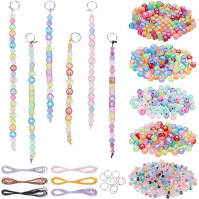 FreeBloss 436pcs DIY مفتاحية: Make Crafts Kits Acrylicbeads مفتاح Make -kit keit key beads keychain alphabet bead lanyard for diy heart bead Jewelry key -keychain gift