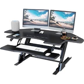 47 inch Corner Standing Desk Converter, Height Adjustable Sit Stand Desk Riser, Black, GSD06T