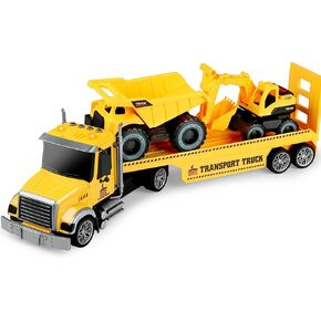 Dwi Dowellin 27" Large Friction Powered Farm Truck Toy with Tractors,Semi Truck Toys for 3 4 5 6 Years Old Toddlers Kids Boys & Girls Gift
