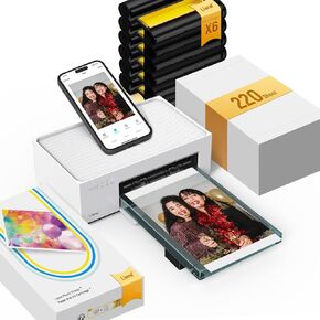 Liene M100 4x6 '' Photo Printer Bundle (220 pcs +6 حزمة الحبر) ، طابعة صورة Wi-Fi لـ iPhone و Android و Smarther