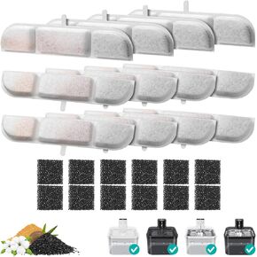 مرشح نافورة Cat ، 6 حزم مرشحات استبدال النافورة مياه Cat التي تعمل بالبطارية ، و 6 PCS Fountain Fountain Fulter و 6 PCS Sponge لـ 84 أوقية/2.5L لاسلكي أوتوماتيكي مياه الكلاب مع الحملات