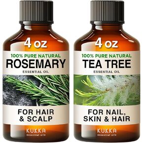 زيت إكليل الجبل للشعر والشاي الزيت لمجموعة الجلد - 100 ٪ من الزيوت الأساسية النقية - 2x4 fl oz - kukka