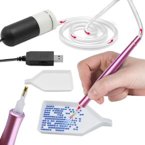 Diamond Art Paint Pen Electric ، فراغ القلم Epainter للبالغين (وضع حجارة AB/بدون شمع/هادئ/توفير الوقت) ، أدوات إكسسوارات فن الماس (الوردي)