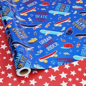 BIOBROWN Reversible Building Blocks Wrapping Paper for Boys Girls - 17 Inch X 33 Ft - Colorful Building Bricks Design Gift Wrap Paper for Kids Birthday Party Toy Lovers