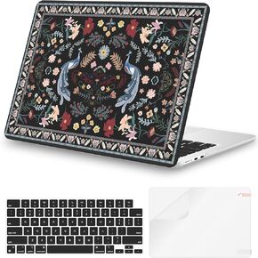 Icasso for MacBook Air 13 Inch Case 2025 2024-2022 M4 M3 M2 Model A3240 A3113 A2681 ، نمط لـ MacBook Air 13.6 بوصة ، غطاء القشرة الصلبة الواقية + لوحة المفاتيح + فيلم الشاشة ، الببغاء الأخضر