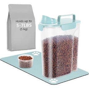 5 رطل/6QT محكم محكم الكلاب كات كات حاوية (السماء الأزرق ، (5-7 رطل) حاوية الحيوانات الأليفة 1PACK و PET MAT-1PACK)