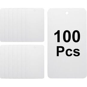 UXCELL 100PCS علامات الشحن البلاستيكية الأسود ، 3.5 "× 2" علامات مقاومة للماء علامات تعليق فارغة قابلة للكتابة مثقبة لوضع علامات الصمام ، الهدية ، الأمتعة ، المرآب ، المخزون