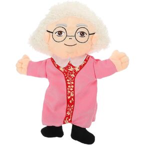 LOGOFUN Cartoon Grandma Hand Puppet - Plush Role Play Doll for Storytelling & Teaching