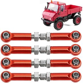 Uxsiya Fcx24 Rc Car FMS 1/24 with 4 Adjustable Servo Linkage High Aluminum Alloy Iron Rc Steering Linkage Excellent Accessories(Red)