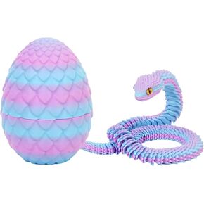 3D Printed Snake Egg with Flexible Joints Realistic Snake Model for Easter Home Office Decor Toy Gift (Blue) in Kuwait