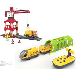 Toy Remote Control Train مجموعة للمسارات الخشبية ، Toy Electric Trains مع Crane Tower Train Pack Accable مع Thomas & Friends ، Brio