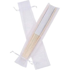 Fun Express - White Hand Fan Organza Bags for Wedding - Party Supplies - Bags - Fabric & Textile Bags - Wedding - 12 Pieces