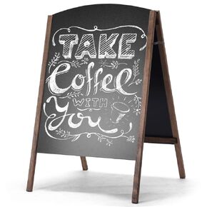 ReunionG A-Frame Wooden Chalkboard, Double-Sided Rustic Standing Blackboard, Removable Archaistic Sidewalk Chalkboard, Indoor and Outdoor Menu Sign Board, Wedding Signage Easel (40" x 26")