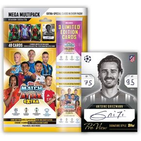 Topps Match Attax Extra 2025 - Mega Multipack - 52 Cards, Including 3 Random X Factor LE Cards and an Exclusive Signature Style Pro-View Card!