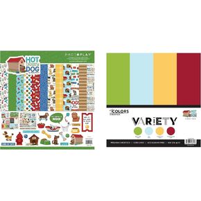 Photoplay Hot Diggity Dog Collection Bundle - 12 x 12 Collection Kit + 12 x 12 Cardstock Variety Pack, mixed, PP-HD-09