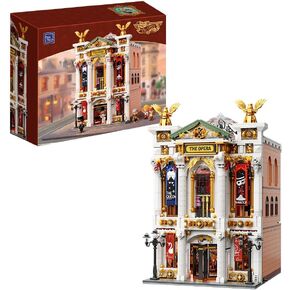 Vintage European Grand Theater Building Set-Modular Model with Crystal Chandelier, Transparent Dome&Expandable Street Scenes Retro Collectible Theater Architecture for Adults &Home Décor Gift