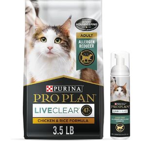 Purina Pro Plan Liveclear مع Probiotics Possipen تقليل الدجاج والأرز جاف Cat Food & Cat Shampoo