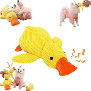 The Mellow Dog Calming Duck Toy for Dogs - Bright Yellow Emotional Support Duck for Indoor Puppy (S)
