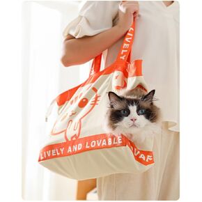 Portable Pet Carrier Bag, Canvas, Single Shoulder Crossbody, Small Cat Head Out