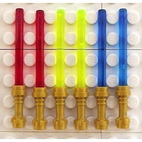 Lego Star Wars - 6x Lightsaber في 3 ألوان و Hilts Gold Pearl