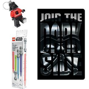 IQ LEGO Star Wars Darth Vader Holiday Keychain Light with دفتر ملاحظات وحزمة Gel Lightsaber