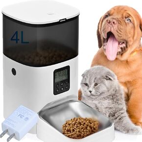 موزع الطعام 4L Cat مع مسجل صوتي 10s ، وحدة تغذية الحيوانات الأليفة حتى 8 وجبات في اليوم الواحد ، مغذي القطة الأوتوماتيكي مع حلقة مغلقة الطعام الجاف