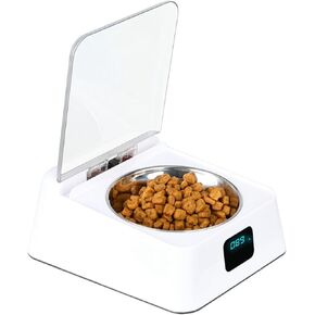Automatic Pet Feeder, Infrared Sensor Lid Opening Smart Dog Cat Feeder with Removable Food Bowls, Digital Display, Prevent Food Pollution, Battery Powered