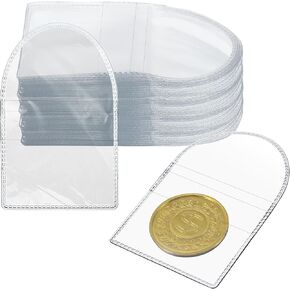 حماة عملة معدنية من Xindojuz 50 PCS ، وأكمام عملة بلاستيكية 3.4 × 2.2 بوصة لجميع العملات المعدنية الفردية نصف الدولار ، أصحاب العملات الصغيرة لأصحاب الفواتير الخاصة بالعملة ، تخزين المجوهرات (Clear)