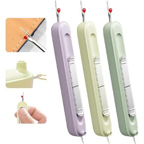 3 Pack Needle Threader, 2 in 1 Needle Threaders Seam Ripper Tools, Automatic Stitch Remover Tool for Hand Sewing, Cross Stitch, Embroidery, 3 Color