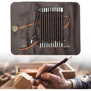Awliye 12 PCS Tungsten Tungsten Steel Soapstone Corving Atts Woodcving Tools مع حقيبة تخزين جلدية محمولة ، للقائمة ، الخشب ، الحجر الجيري الناعم ، لازولي لازولي ، الخيزران