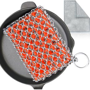 Cast Iron Scrubber,Honeycomb Silicone Design,Easily Removes Stains, Protects Coatings, with Bamboo Fiber Cloth, Ideal for Cast Iron Pans, Dutch Roast Pans