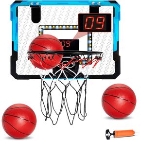Vevor Indoor Basketball Hoop للأطفال ، فوق الأطواق كرة السلة الصغيرة مع لوحة النتائج الإلكترونية ، طوق صغير مع وظائف مرافقة التسجيل والموسيقى ، ضوء LED ، هدايا اللعب للأطفال 3+