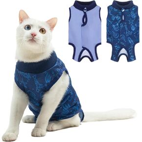 Beautyzoo 2 Pack Cat Recovery Suit ، Cat Onesie for Cats بعد الجراحة أنثى ذكر ، هريرة التعقيم الخالد الجراحي.
