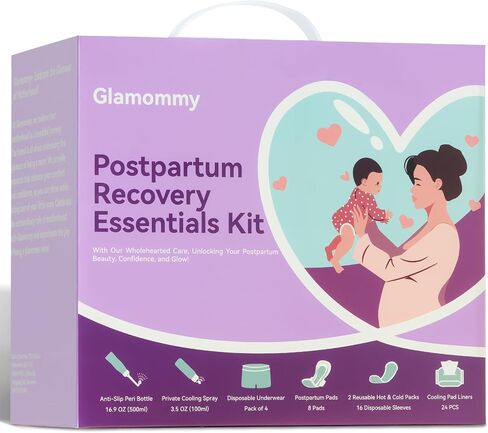 Postpartum Recovery Essentials Kit for Women, Nursing Gown, Luggage Bags, Socks, Peri Bottle, Cooling Spray, Disposable Underwear, Postpartum Pads, Hot&Cold Packs, Cooling Liners in Saudi Arabia