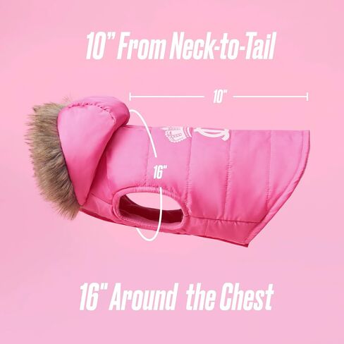 Juicy Couture Faux Fur Hooded Pet Jacket for Dogs and Cats - Hot Pink - Extra Small/Small in Saudi Arabia