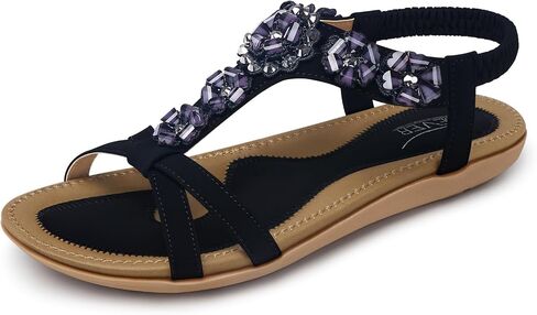SHIBEVER Dressy Flat Women Sandals: Comfortable Arch Support Womens Sandal | Summer Dress Flowers Boho Back Strap Open Toe Women's Sandals - All Day Comfort Walking Casual Wedding Woman Sandal Shoes in Saudi Arabia