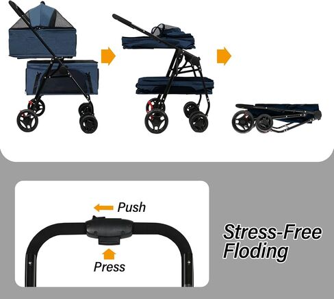 BDL Double Dog Stroller with 4 Wheels for 2 Dogs & Cats, Includes Removable Carrier for Small/Medium Pets (Gray) in Saudi Arabia
