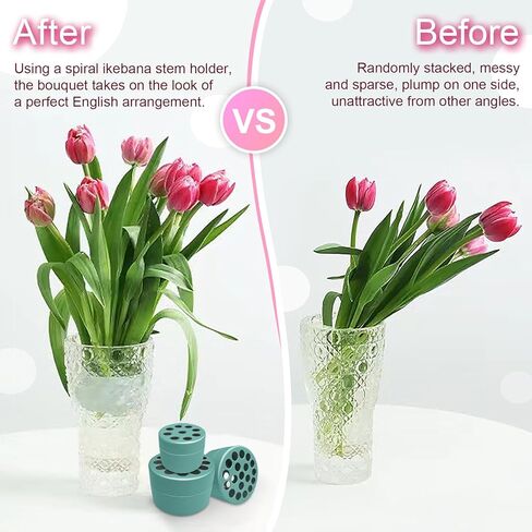 Spiral Ikebana Stem Holder, 2024 Spiral Stem Holder For Flowers, Set Of 2 Spiral Flower Stem Holder, Rust-Resistant Design, Diy Bouquet Twister Flower Floral Arrangement Holder For Vases (Clear S+L) in Kuwait